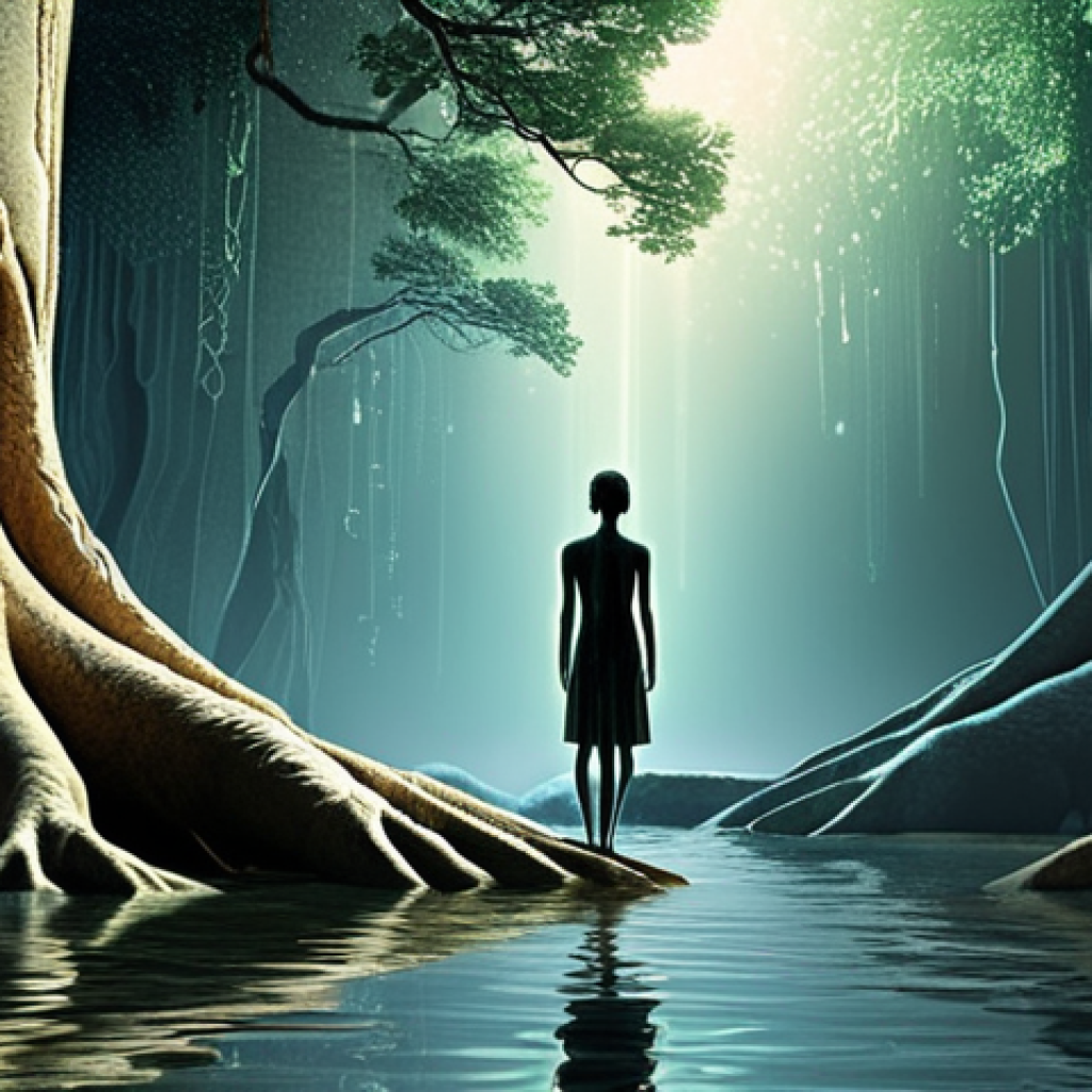 **Image Prompt 1: Navigating the Digital Soul**
    A solitary, contemplative human figure, rendered with a sense of deep inner peace, stands at the confluence of two distinct realities. On one side, flowing natural elements like a gentle stream and ancient tree roots merge, representing timeless spiritual grounding and the sacredness of creation. On the other, vibrant, luminous digital data streams, subtle circuit board patterns, and abstract network lines fragment and weave around the figure, symbolizing the pervasive algorithmic age and fragmented attention. Hints of ethereal light or subtle, abstract Christian symbols are interwoven into the digital fabric, suggesting faith's resilience and guidance. The overall mood is introspective, balancing the tension between human spirit and technological influence, emphasizing the sanctity of self amidst digital noise. High detail, thoughtful composition, spiritual art, blend of organic and synthetic textures, ethereal glow.