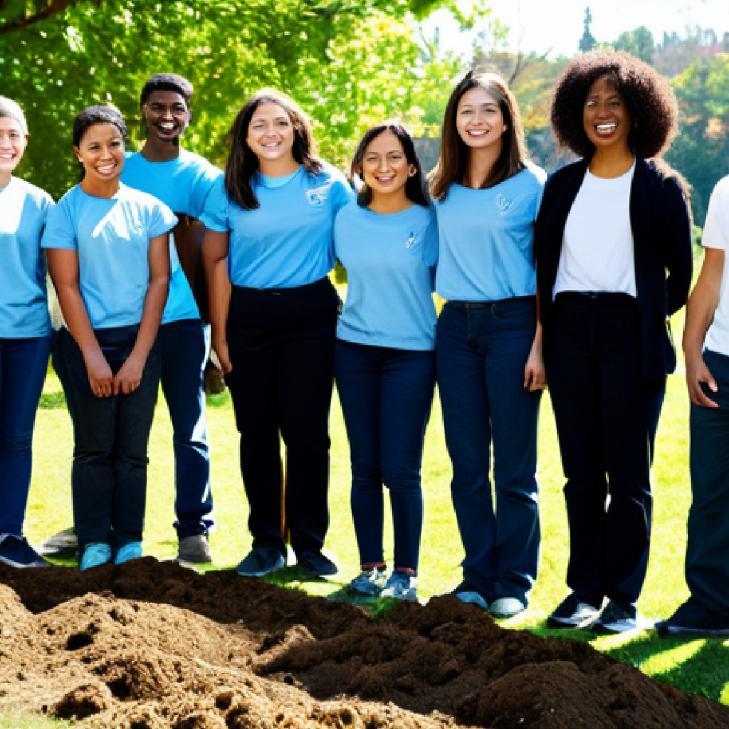 **

"A diverse group of fully clothed students participating in a community service project, possibly planting trees or serving food at a soup kitchen, appropriate attire, sunny day, park background, safe for work, perfect anatomy, correct proportions, high-quality photography, professional setting, family-friendly"

**