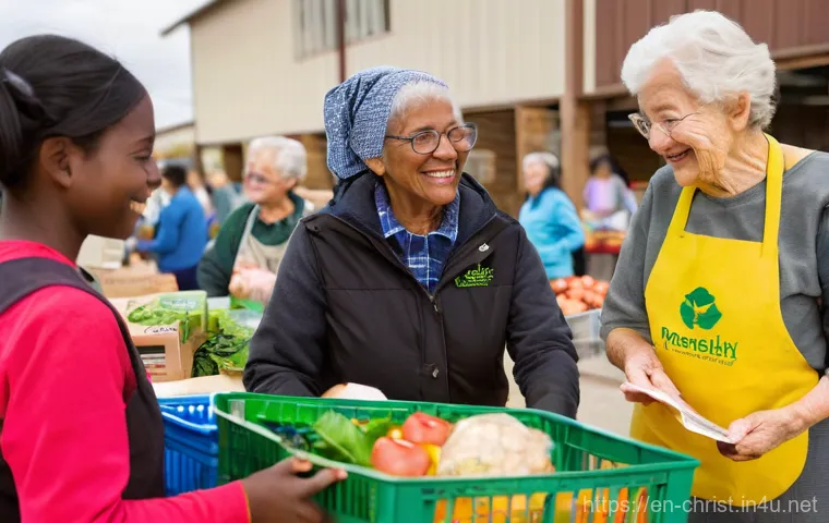 기독교 봉사활동 사례 - **Image Prompt: Community Food Distribution with Compassionate Volunteers**
    *   **Description:**...