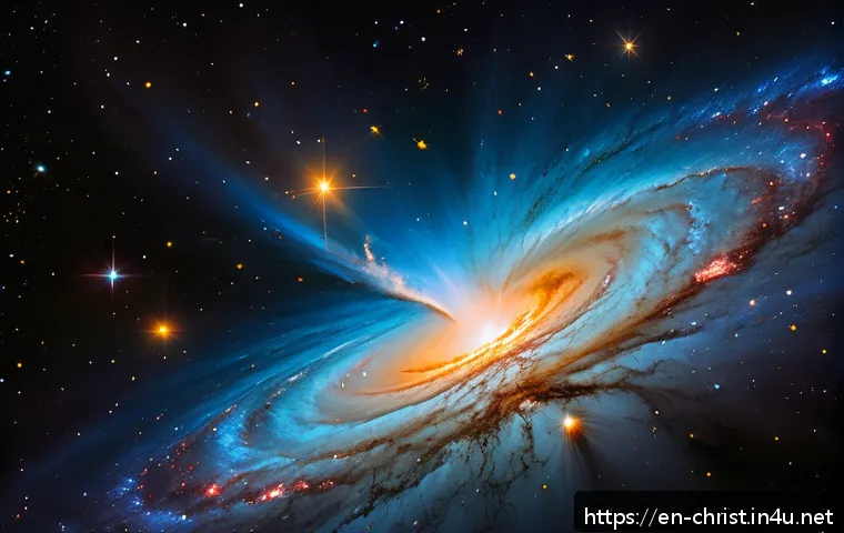 기독교와 우주론 - A majestic cosmic scene illustrating the Big Bang as a radiant explosion of vibrant colors&mdash;fiery ora...